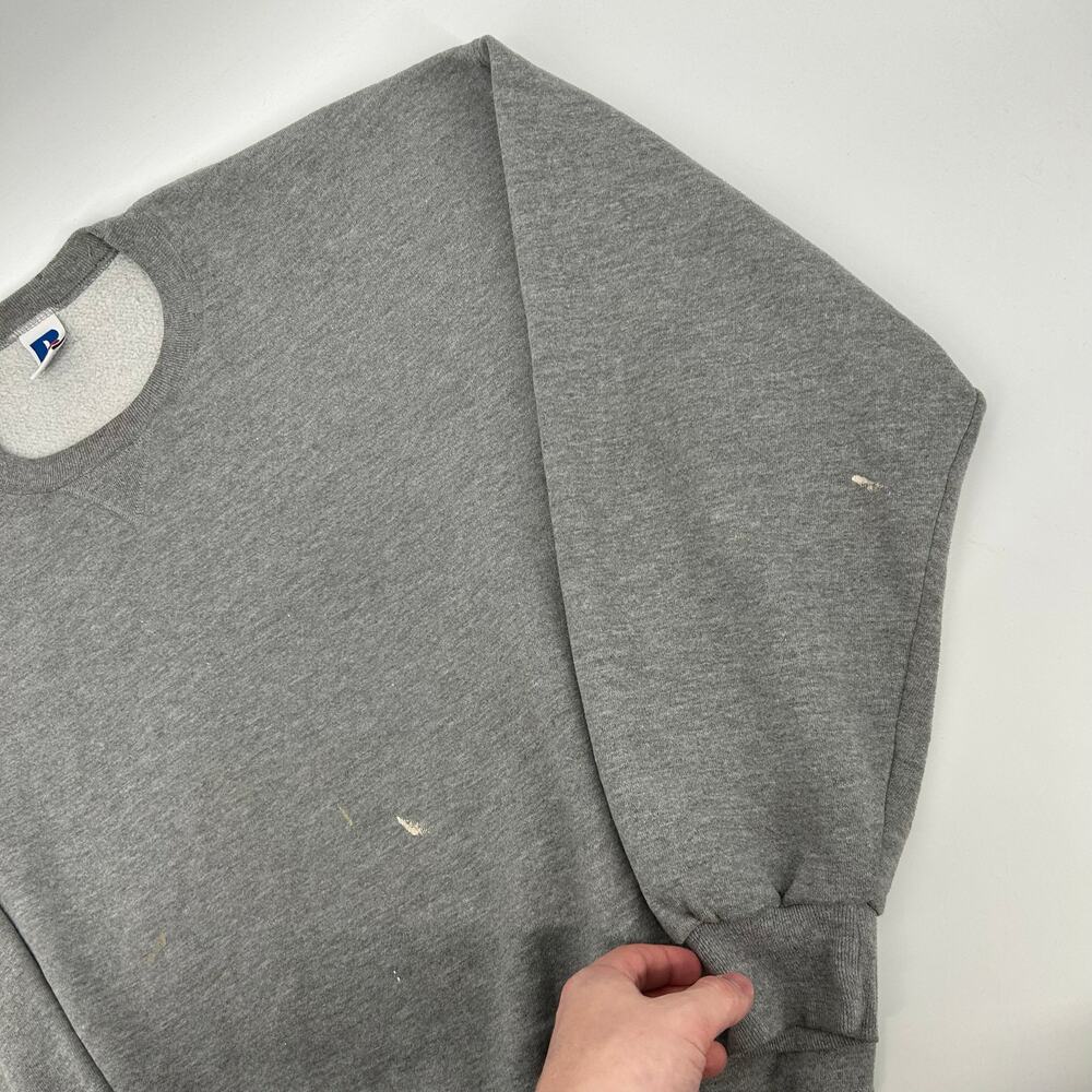 Vintage 90s y2k Men's Grey Russell Athletic Blank Boxy Crewneck Sweatshirt 2XL - Picture 8 of 10